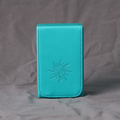 Handmade BLUE Tarot Card Case – Boho Sun Design with Magnetic Closure – PU Leather – Perfect Fit for Standard Decks