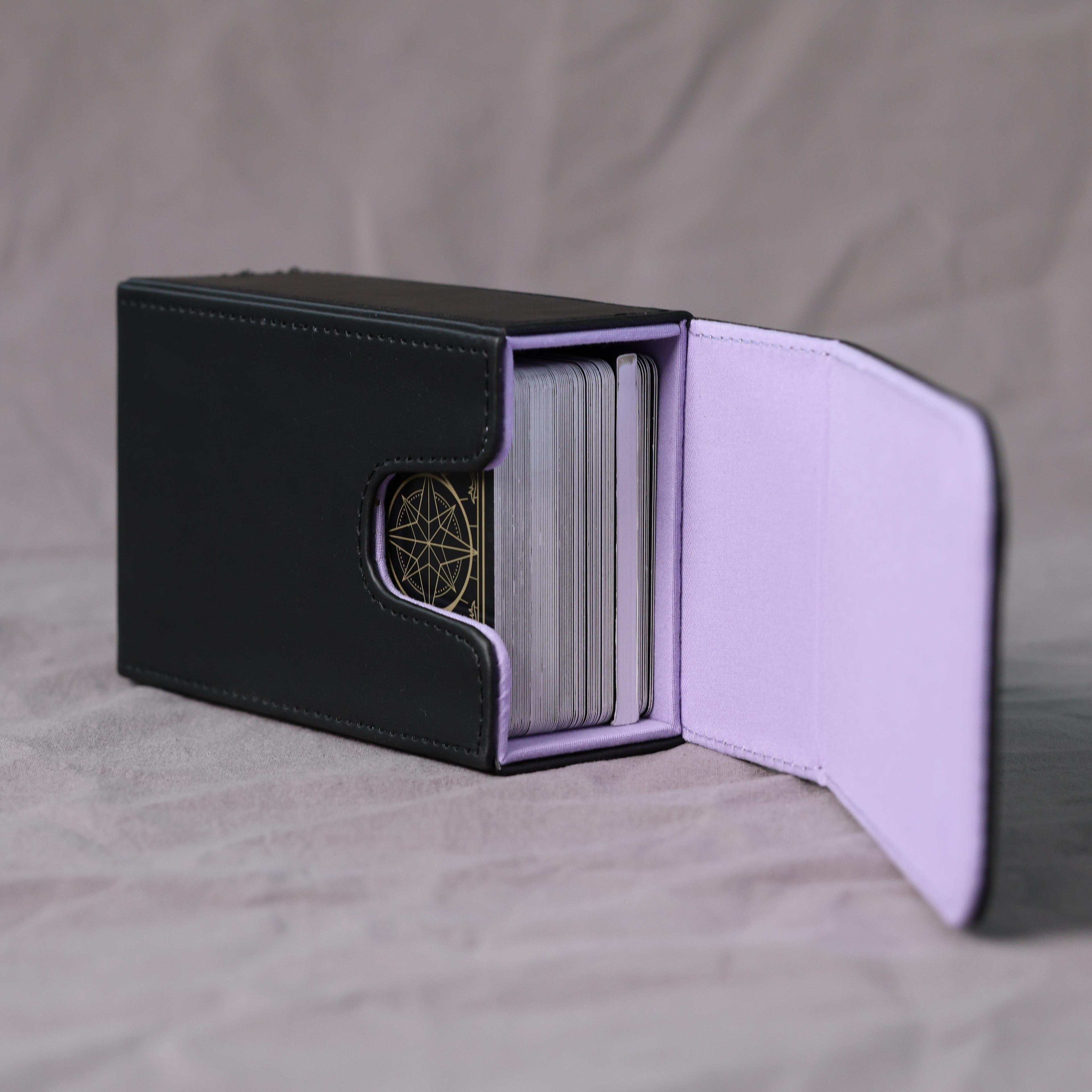 Handmade Tarot Card Case – Boho Sun Design with Magnetic Closure – PU Leather – Perfect Fit for Standard Decks