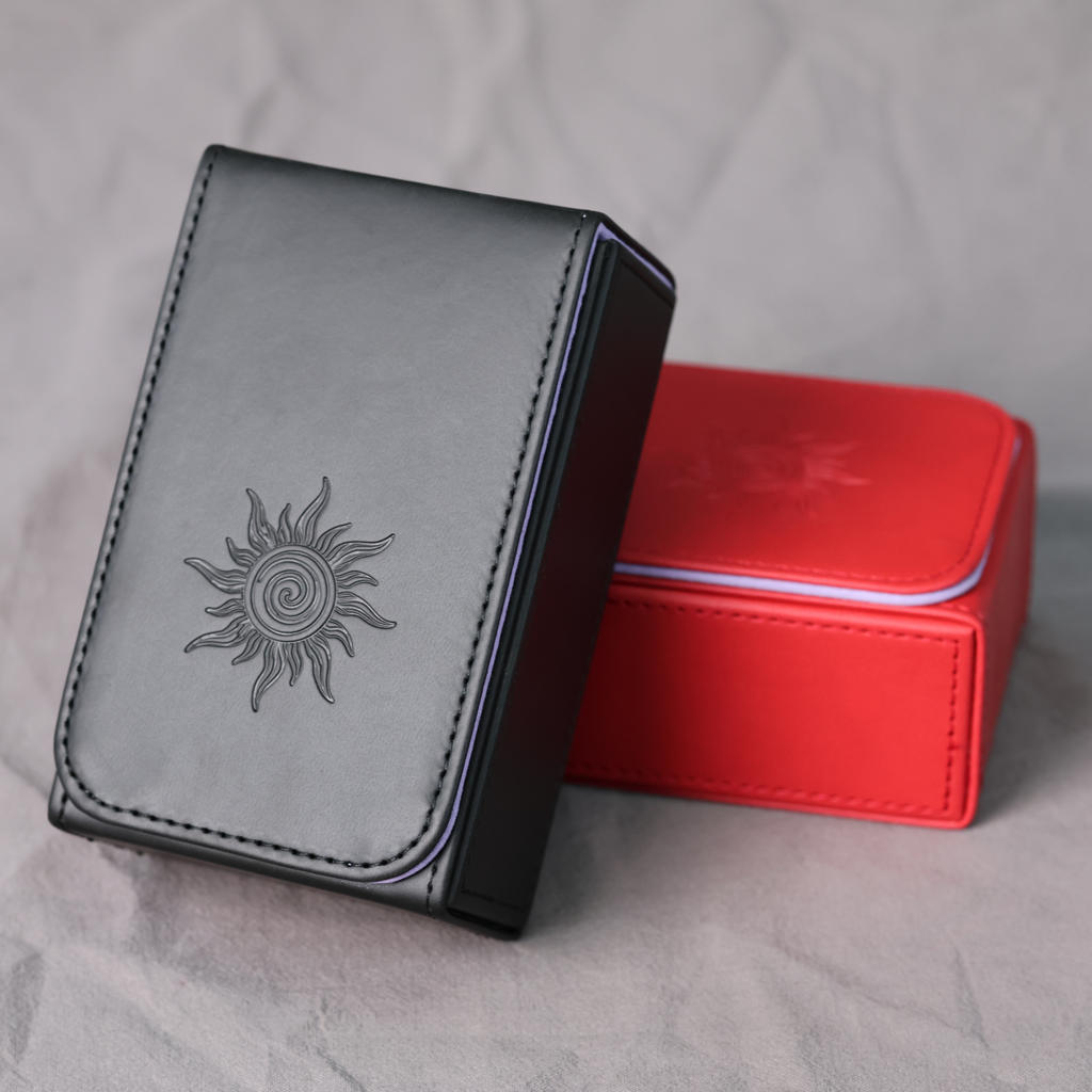 Handmade Tarot Card Case – Boho Sun Design with Magnetic Closure – PU Leather – Perfect Fit for Standard Decks